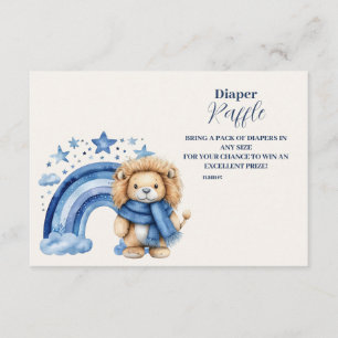 Blue Rainbow Lion Baby Shower Diapper Raffle Enclosure Card