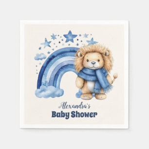 Blue Rainbow Lion Baby Shower Napkin