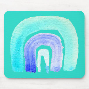 Blue Rainbow love watercolor Mouse Pad