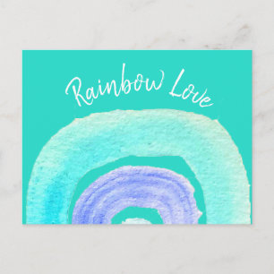 Blue Rainbow love watercolor Postcard