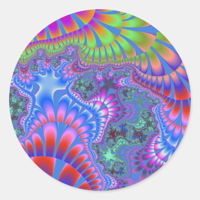 Blue Rainbow Melt Classic Round Sticker (Front)