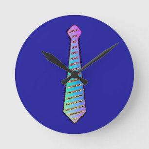 Blue Rainbow Necktie Home Decor Round Clock