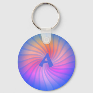 Blue Rainbow Spiral - Customisable Key Ring