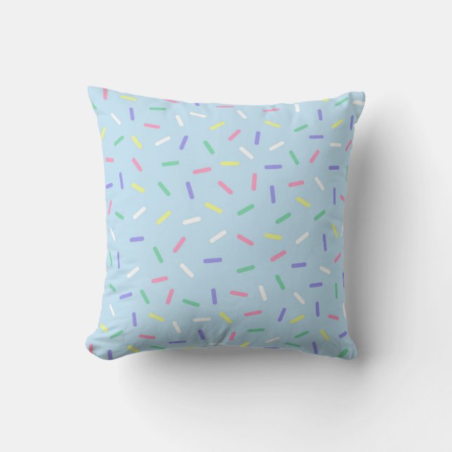 Blue rainbow sprinkles confetti fun colourful  cushion (Front)
