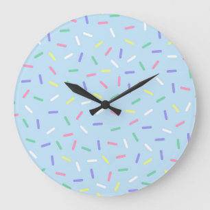 Blue rainbow sprinkles confetti fun colourful large clock