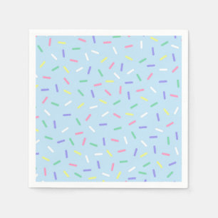 Blue rainbow sprinkles confetti fun colourful napkin