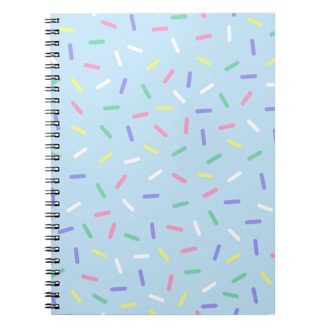 Blue rainbow sprinkles confetti fun colourful  notebook (Front)