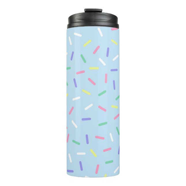 Blue rainbow sprinkles confetti fun colourful  thermal tumbler (Front)