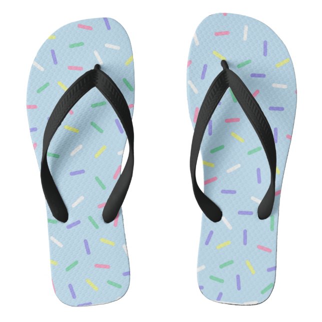 Blue rainbow sprinkles confetti fun colourful  thongs (Footbed)