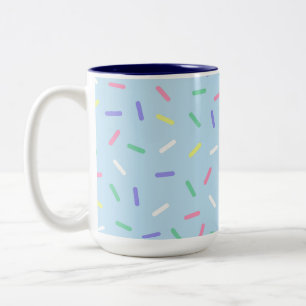 Blue rainbow sprinkles confetti fun colourful Two-Tone coffee mug