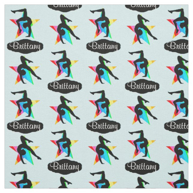BLUE RAINBOW STAR PERSONALIZED GYMNASTICS FABRIC (Swatch)