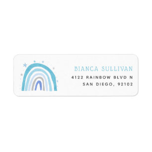 Blue Rainbow Stars Return Address Label