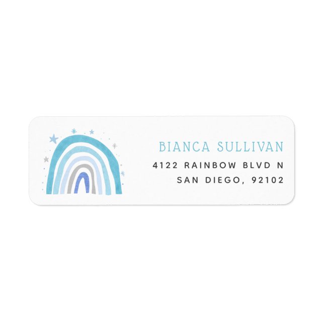Blue Rainbow Stars Return Address Label (Front)