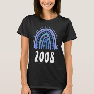 Blue Rainbow Year Of Birth 2008 Birthday T-Shirt