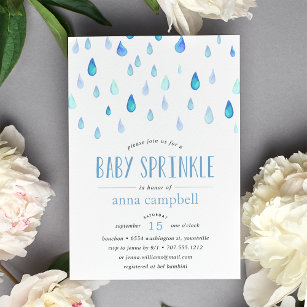 Blue Raindrops   Baby Sprinkle Invitation
