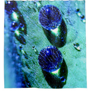 Blue raindrops water pearls, Tub Shower Curtain