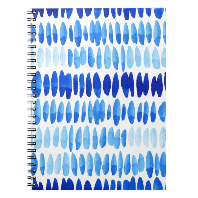Blue Raindrops: Watercolor Seamless Abstract Notebook (Front)