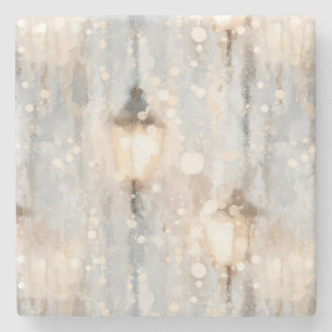 Blue Rainy Day Lantern Stone Coaster