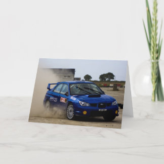 Blue rally car card