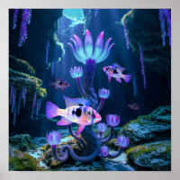 Blue Ram Cichlids Fantasy Surreal Aquarium Fish