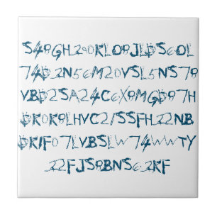 Blue Random Numbers Letters Funky Ceramic Tile