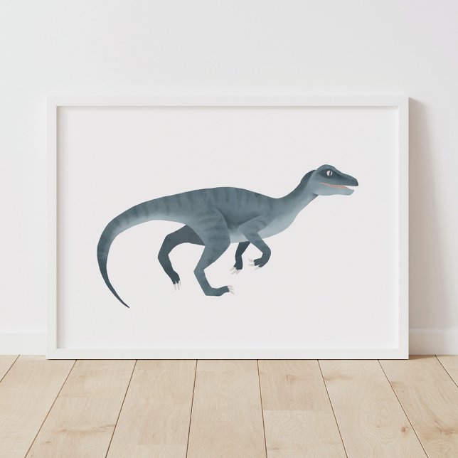 Blue Raptor Dinosaur Kids Room Poster (Creator Uploaded)