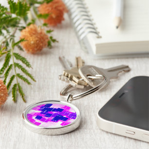 "Blue Raspberry" Geometric Art Key Ring