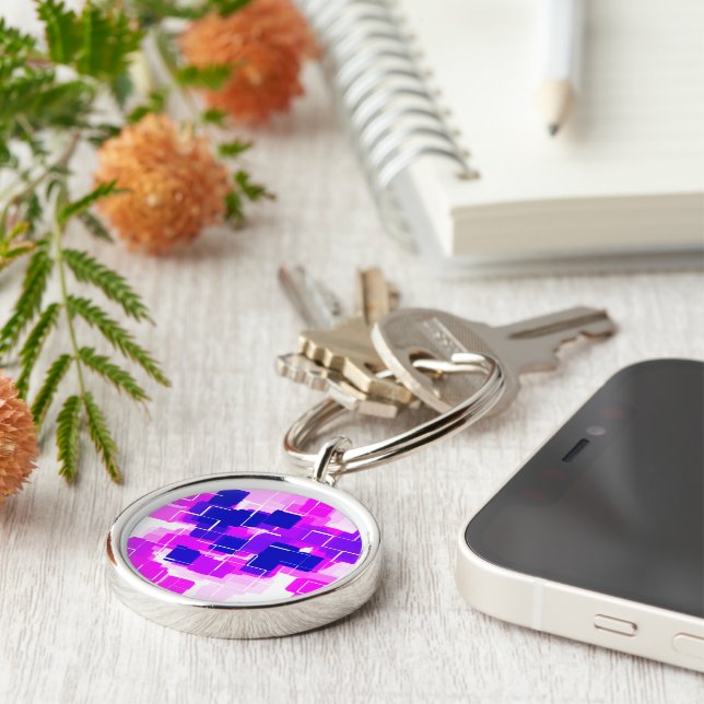 "Blue Raspberry" Geometric Art Key Ring (Side)
