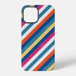 Blue Raspberry Orange Yellow White Stripes Pattern iPhone 12 Case