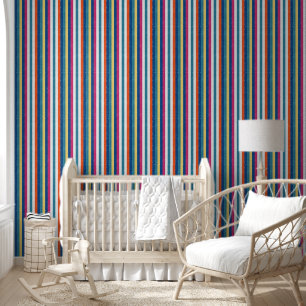 Blue Raspberry Orange Yellow White Stripes Pattern Wallpaper