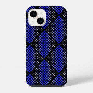 Blue Raster Pattern 01 Black BG iPhone 14 Case