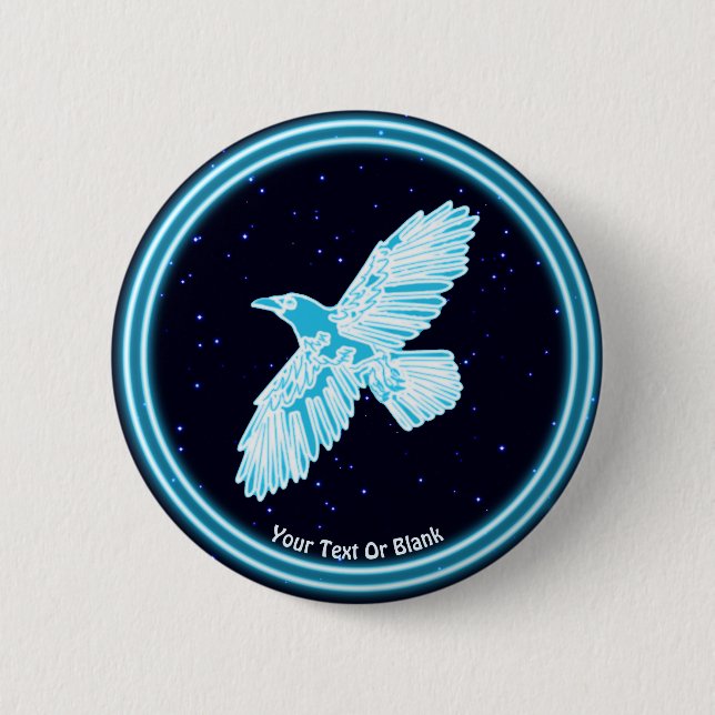 Blue Raven On Stars 6 Cm Round Badge (Front)