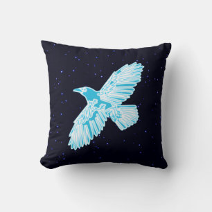 Blue Raven On Stars Cushion
