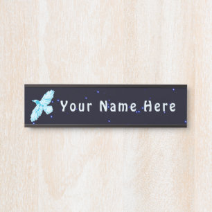 Blue Raven On Stars Door Sign
