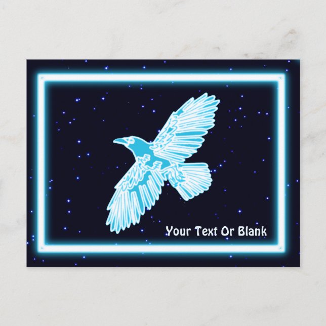 Blue Raven On Stars Postcard (Front)