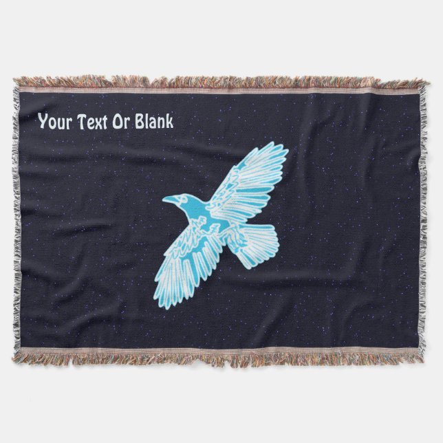 Blue Raven On Stars Throw Blanket (Front)