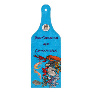 Blue Raw Shellfish Glass Cutting Board