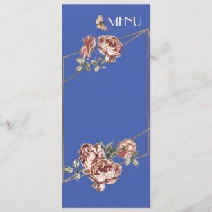 Blue Ray of Floral Wedding "Menu" Card
