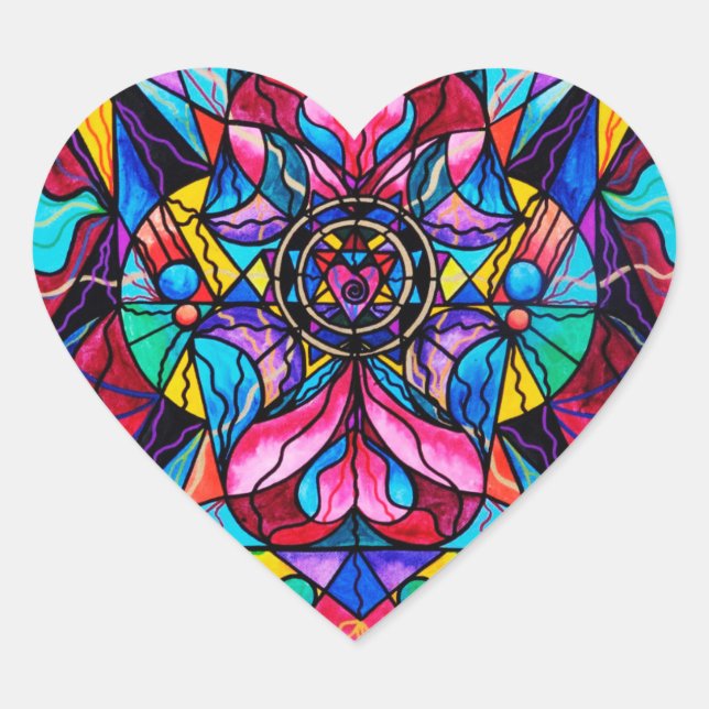 "Blue Ray Self Love Grid" Heart Stickers (Front)