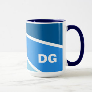 Blue Rays custom monogram mugs