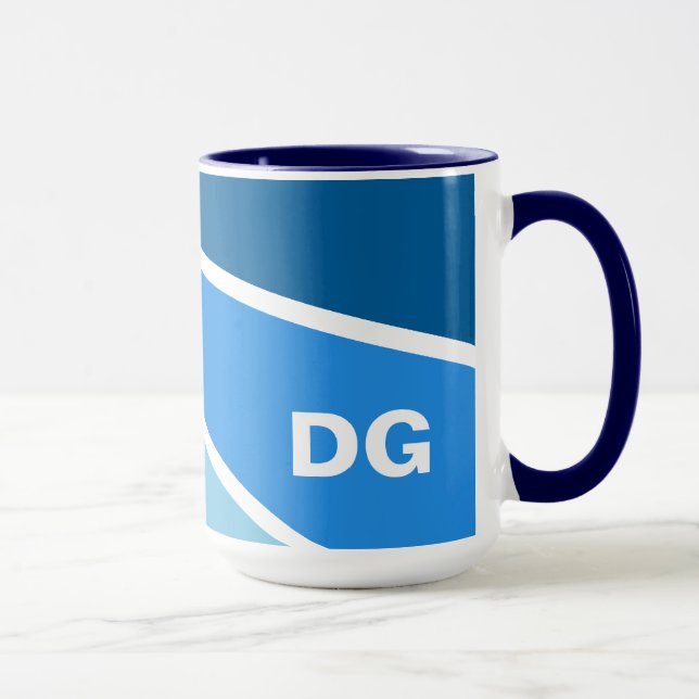Blue Rays custom monogram mugs (Right)