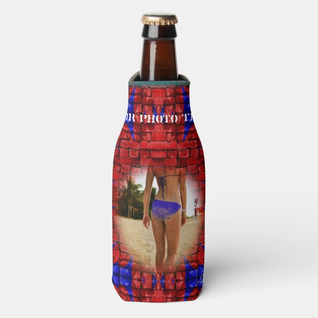 Blue & Re Brick Wall, Bottle Cooler (Bottle Front)