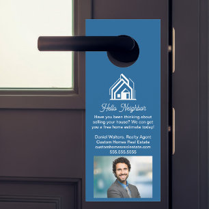 Blue Real Estate Company Advertising Realtor Photo Door Hanger
