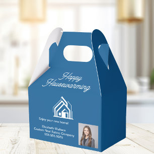 Blue Real Estate Company Agent Photo Customised Favour Box