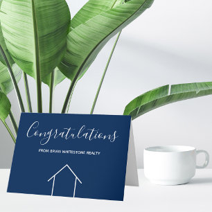 Blue Real Estate Company Congratulations Custom Card