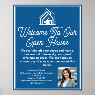 Blue Real Estate Company Open House Welcome Poster