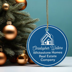 Blue Real Estate Company Personalised Realtor Ceramic Ornament