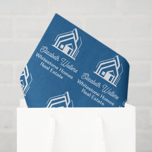 Blue Real Estate Company Personalised Realtor Tissue Paper