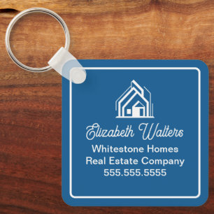 Blue Real Estate Company Personalized Realtor Key Ring