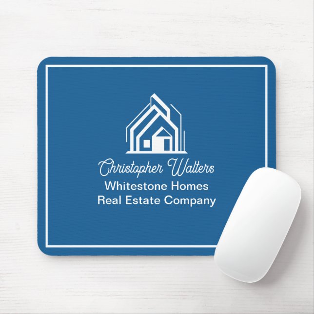Blue Real Estate Company Personalized Realtor Mouse Pad (With Mouse)